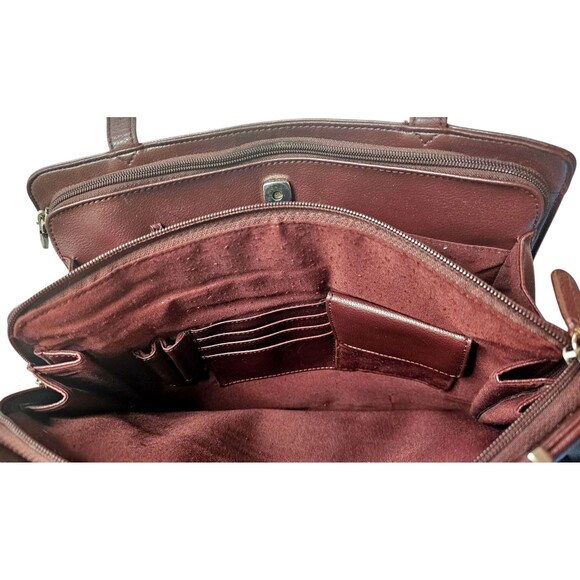 Vintage Liz Claiborne Purse Brown Lined Section Dividers  Shoulder Bag - Picture 6 of 9